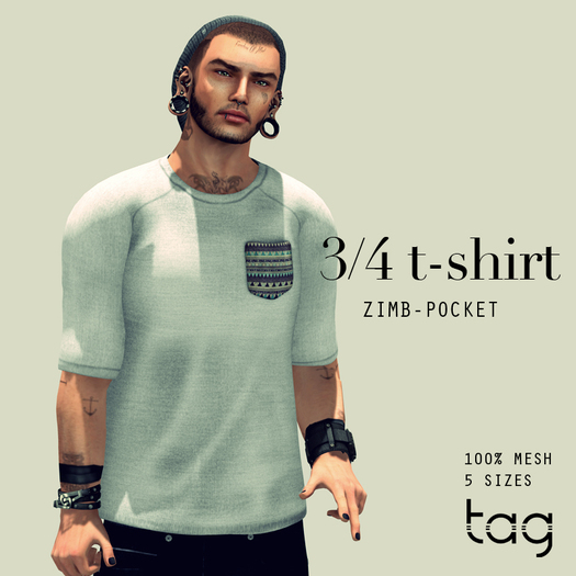 tag. 3/4 t-shirt [zimb-pocket]