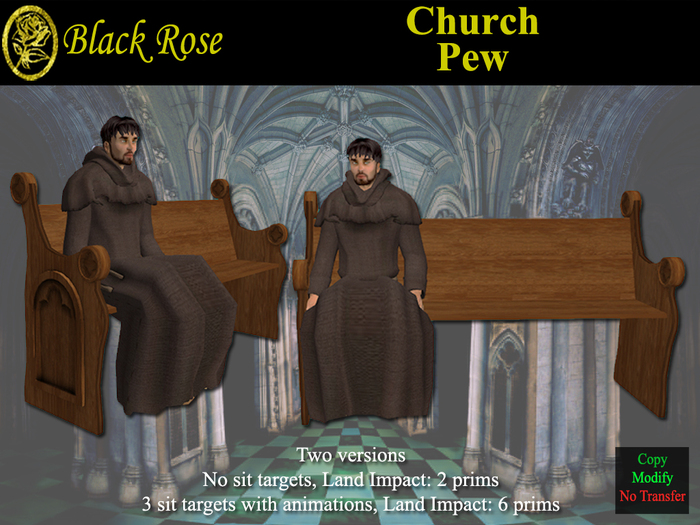 Black Rose Church Pew