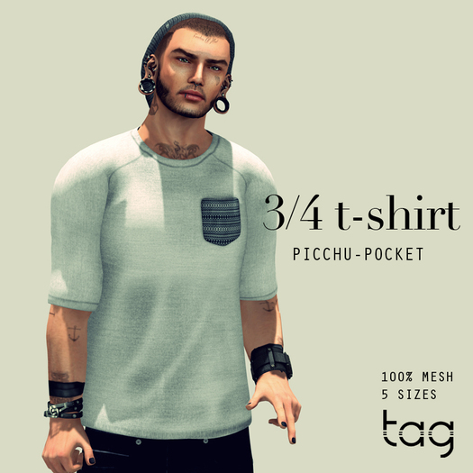 tag. 3/4 t-shirt [picchu-pocket]