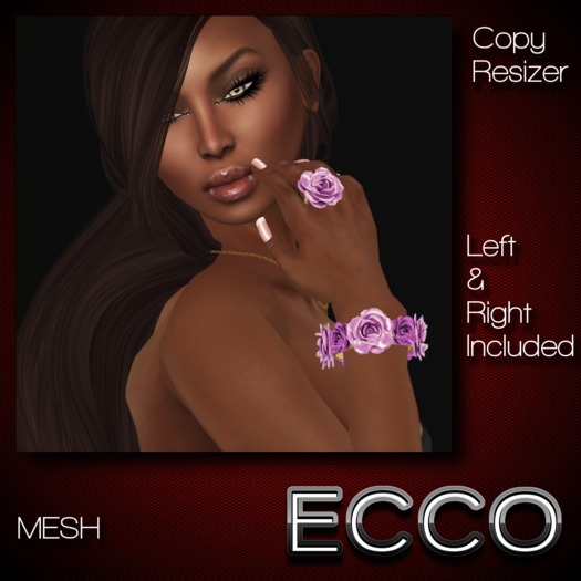 .:ECCO:. Roses Bracelets & Rings Set - Pink