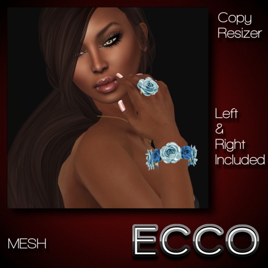 .:ECCO:. Roses Bracelets & Rings Set - Blue