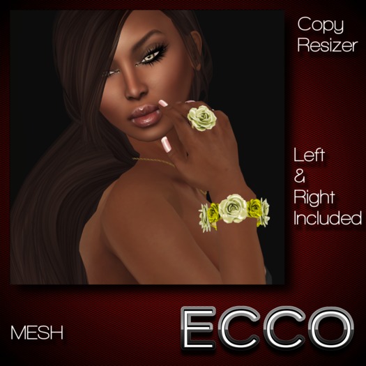 .:ECCO:. Roses Bracelets & Rings Set - Yellow