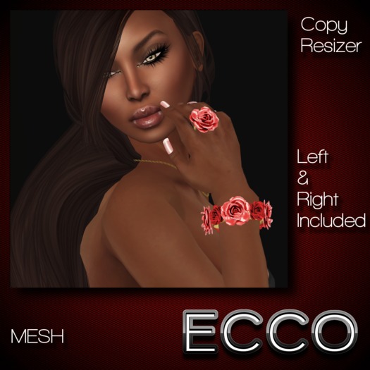 .:ECCO:. Roses Bracelets & Rings Set - Red
