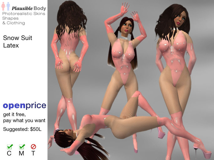 Snow Suit: Pink Latex one-piece outfit with gloves and boots