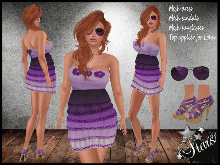 *Stars*Fashion* Classic body - Ally, Violet outfit with Lolas Tango, sandals, dress & more!