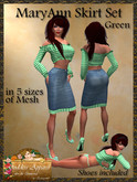 *Goddess* MaryAnn Gingham Mesh Top & Skirt Set - Green