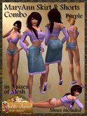 *Goddess* MaryAnn Skirt and Short Sets Combo - Purple