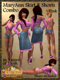 *Goddess* MaryAnn Skirt and Short Sets Combo - Pink