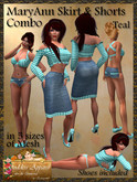 *Goddess* MaryAnn Skirt and Short Sets Combo - Teal