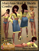 *Goddess* MaryAnn Skirt and Short Sets Combo - Yellow