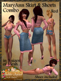 *Goddess* MaryAnn Skirt and Short Sets Combo - Red