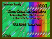 *Kushi* Glitter Zebra Fat Pack Fabric Seamless Texture Pack Full Perms Materials Ready 1024x1024 Tileable Repeating