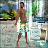 AKAMAI Hawaiin Male Mesh Swimsuit & Reflection Sunglasses