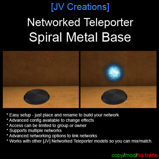 Spiral Metal Networked Teleporter - Easy Setup