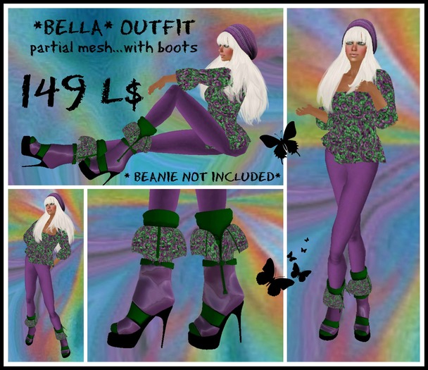OUTFIT BELLA PARTIAL MESH WITH BOOTS (BOXED)