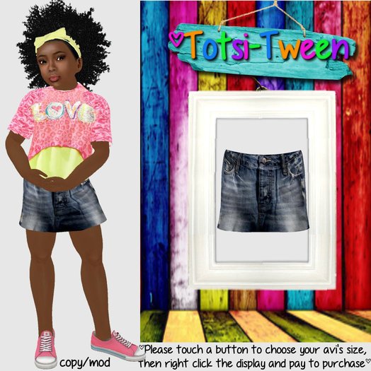 TOTSI-TWEEN Layered Love T with denim skirt  [size 8]