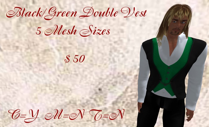 Black/Green Double Vest Mesh