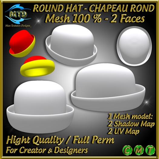 ROUND HAT - CHAPEAU ROND - MESH 100 % - FULL PERM (BOX)