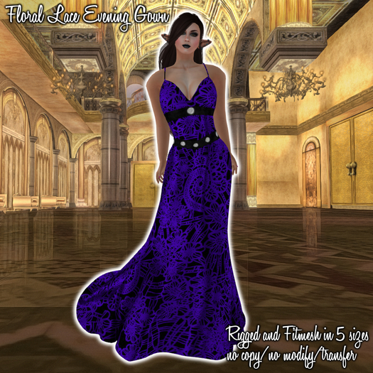 HANAU - Floral Lace Evening Gown Purple -boxed-