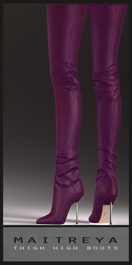 Maitreya Thigh High Boots - Beaujolais Croco
