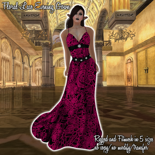 HANAU - Floral Lace Evening Gown Pink -boxed-