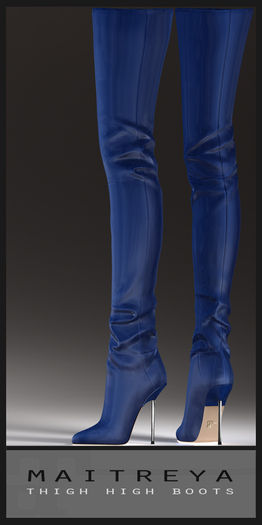 Maitreya Thigh High Boots - Blue Patent