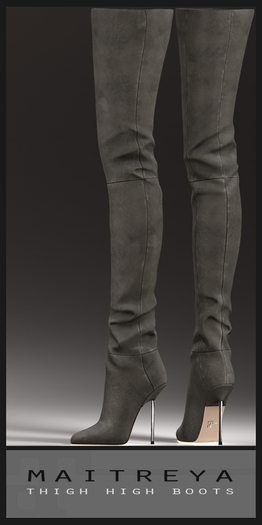 Maitreya Thigh High Boots - TaupeGrey Suede