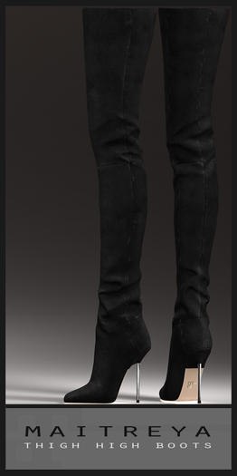 Maitreya Thigh High Boots - Black Suede
