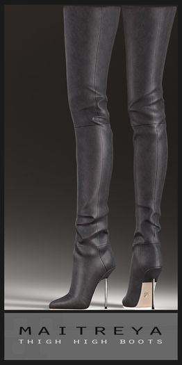 Maitreya Thigh High Boots - Pewter Leather
