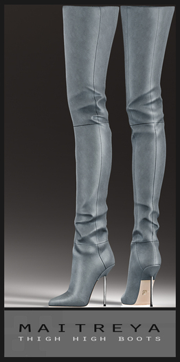 Maitreya Thigh High Boots - SilverBlue Leather