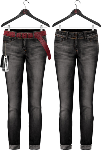 Maitreya * Charcoal * Slim BF Jeans & Belt