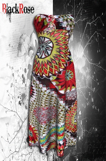 BlackRose Strapless Bandeau Maxi Dress Tribal Dahlia
