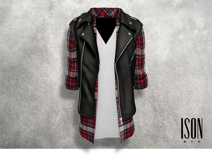 ISON MAN - leather biker vest (black)