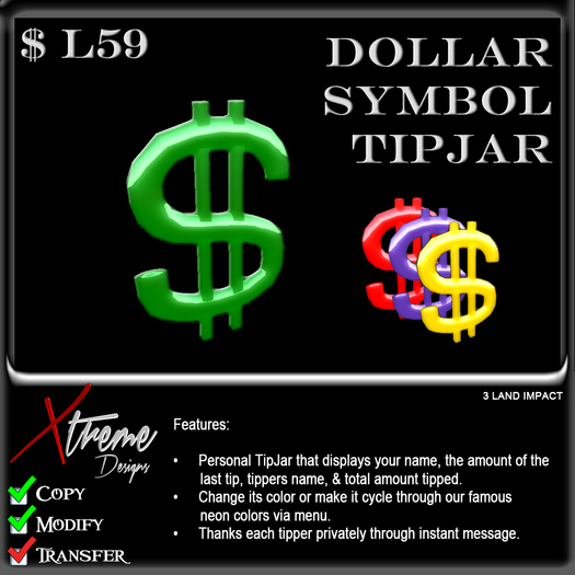 Dollar Symbol TipJar [BAG]