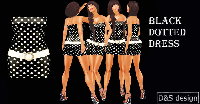 D&S design black dotted dress