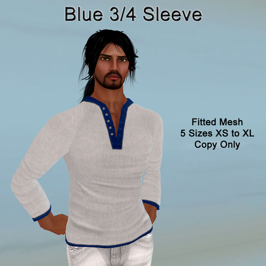 Fitted Blue 3/4 sleeve