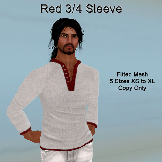 Fitted Red 3/4 sleeve