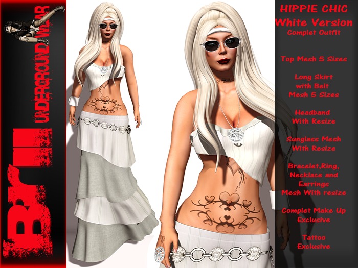 * HIPPIE CHIC WHITE VERSION COMPLET OUTFIT *Brii Underground*