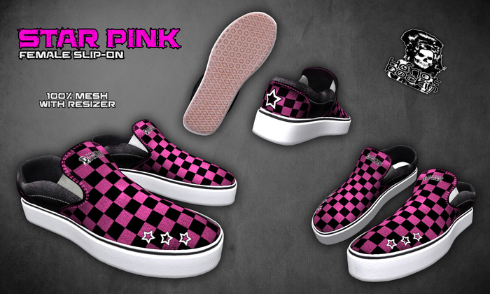 [HR]Classic Slip Ons Pink Star
