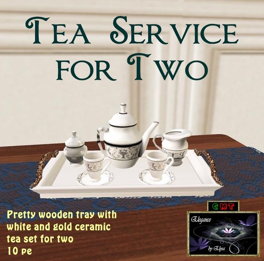 Elegance Tea Set, white w/silver trim