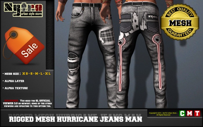 $$ - NyTrO - $$ RIGGED MESH Hurricane Jeans Denim Pant MAN GREY URBAN Urban Style NEW 2013....!!!! (Box)