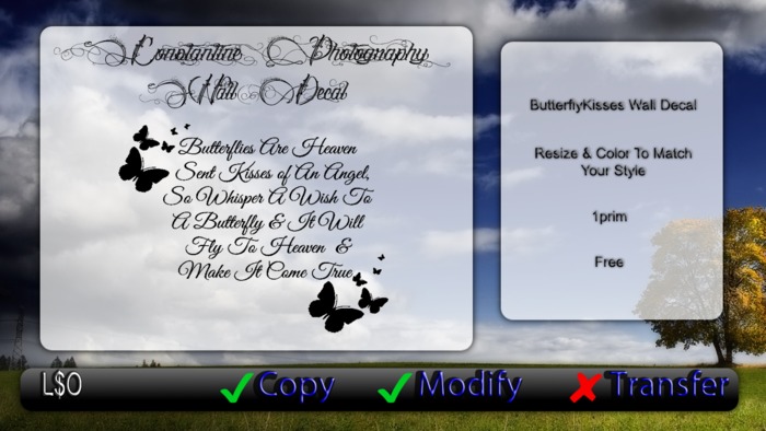-CP- ButterflyKissesWall Decal