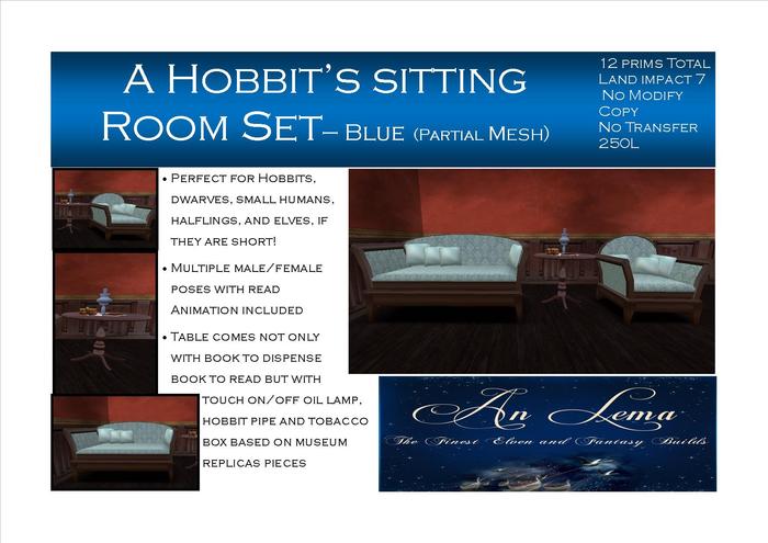 A hobbit's sitting room set - Patterned Blue