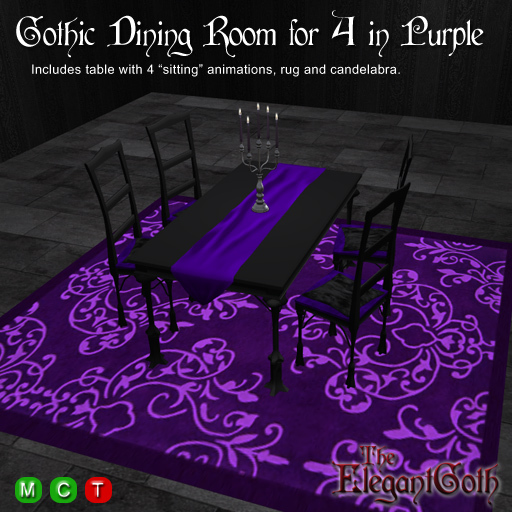 Second Life Marketplace - Gothic Dining Room for Four in Purple