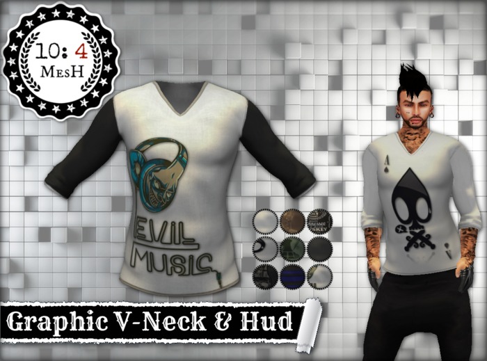 *10: 4 ~ MesH ~ Graphic V-Neck ~ And Hud