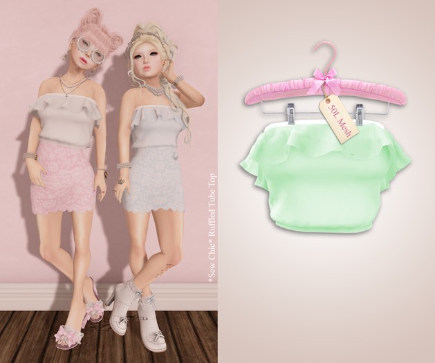 *SC* Green Ruffled Tube Top