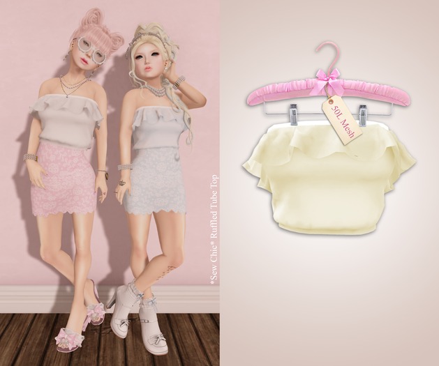 *SC* Cream Ruffled Tube Top