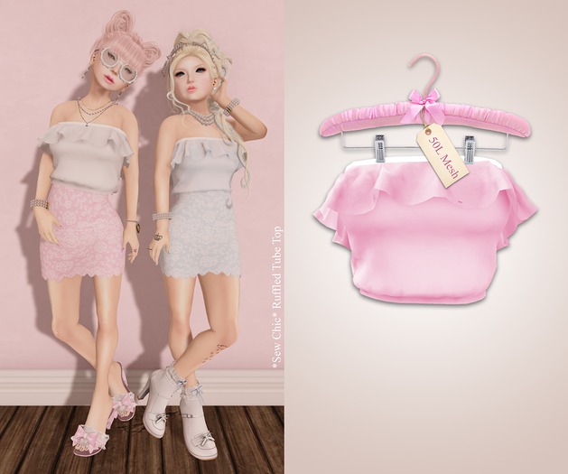 *SC* Pink Ruffled Tube Top