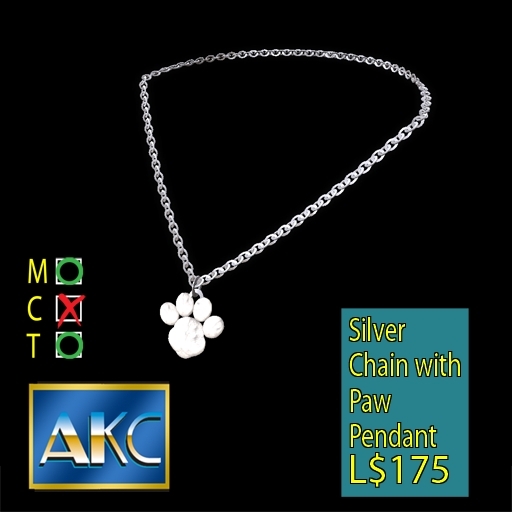 AKC Silver Paw Print Pendant Jewelry Box