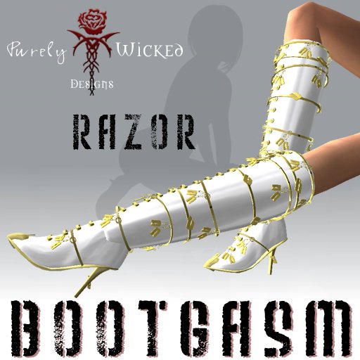 Bootgasm Razor Boots White & Gold